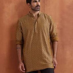 Men Regular Fit Long Kurta with Mandarin Collar-image-108