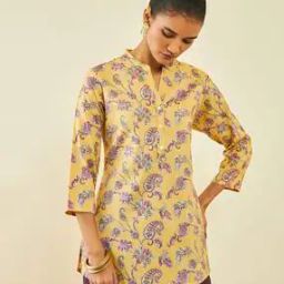 Floral Print Tunic with Curved Hem-image-52