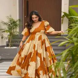 Women Floral Print Gown Dress-image-52