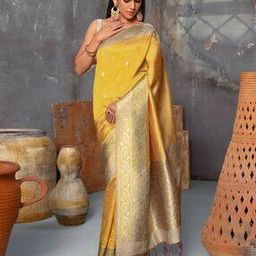 Women Tussar Silk Zari Woven Saree with Tassels-picture-21
