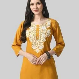 aura glam  Women Rayon Embroidery Kurti-picture-18
