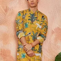 Men Printed Regular Fit Long Kurta -picture-17