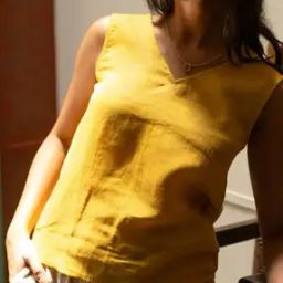 Women Linen V-Neck Tank Top-image-48