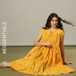 Women Floral Print Cotton Tiered Dress-image-24