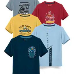 Pack of 5 Boy Regular Fit Round-Neck T-Shirts-image-91
