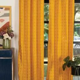Set of 2 Embroidered Window Curtains-16