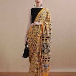 Women Geometric Print Pure Cotton Mulmul Saree-image-14