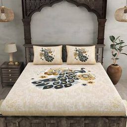 150 TC Printed King-Size Bedsheet with Pillow Covers-15