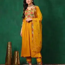 berrylicious Women Embroidery A-line Kurta Set-picture-9