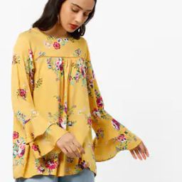 Floral Print Top with Tiered Flounce Sleeves-image-18
