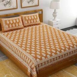 Paisley Cotton Jaipuri Traditonal Double BedSheet With 2 Pillow Cover-image-77
