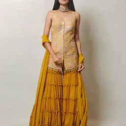 Women Embroidered Straight Kurta with Sharara & Dupatta-image-7