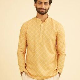 manyavar Men Checked Regular Fit Kurta -picture-40