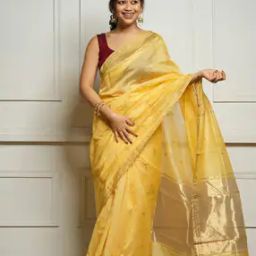 Soft Linen Cotton-Silk Saree with Jacquard Border-image-10
