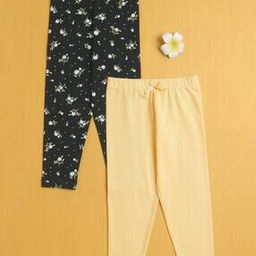 bumzee Girls Pack of 2 Floral Print Leggings with Elasticated Waistband-picture-4