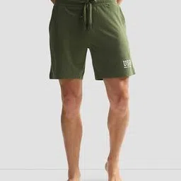 Men Regular Fit Shorts with Brand Print-image-32