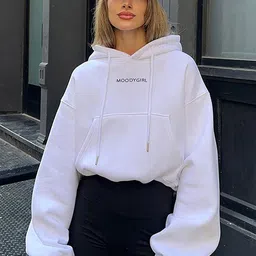 LULU & SKY Typography Printed Hooded Drop Shoulder Sleeves Pullover-13
