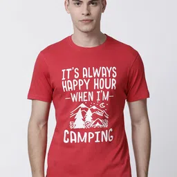 RUG WOODS Men Red Printed Round Neck Pure Cotton T-shirt-image-71