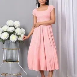 VYMO Women Fit and Flare Midi Dress-image-31