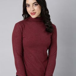 SHOWOFF High Neck Long Sleeves Bling & Sparkly Top-93