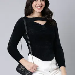 SHOWOFF Self Design Boat Neck Cut Out Top-image-13