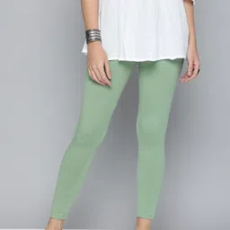 HERE&NOW Women Green Solid Leggings-picture-26
