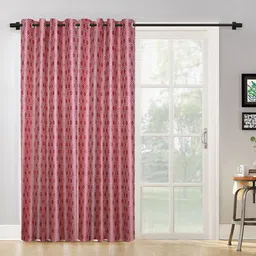 SOKNACK Peach Geometric Black Out Door Curtain-image-27