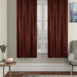 SOKNACK Coffee Brown 2 Pieces Textured Black Out Window Curtains-picture-12