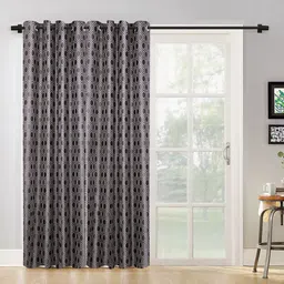 SOKNACK Black & Grey 2 Pieces Geometric Black Out Door Curtains-picture-19