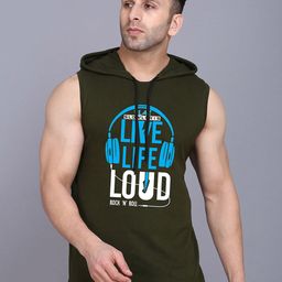 SLOWLORIS Men Printed Hooded Gym Vests-image-65