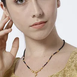 JEWEL WORLD Combo Gold-Plated Stone Beaded Mangalsutra Chain With Ring image 5