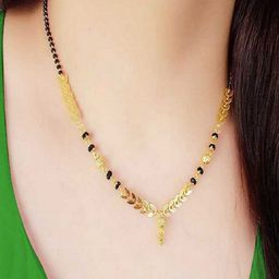 JEWEL WORLD Combo Gold-Plated Stone Beaded Mangalsutra Chain With Ring image 3