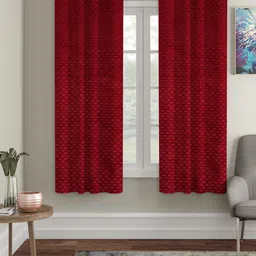 HOSTA HOMES Maroon Set of 2 Window Curtain-image-37
