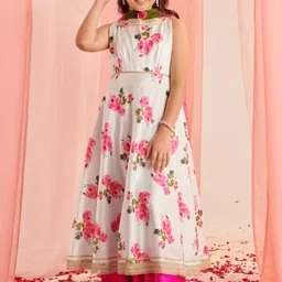 pspeaches Girls Floral Printed Regular Kurta with Palazzos & With Dupatta-picture-6
