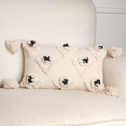 Art Avenue Off White Self Design Cotton Rectangle Cushion Cover-16