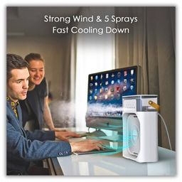 Drumstone 𝟏𝟓 𝐘𝐞𝐚𝐫𝐬 𝐖𝐚𝐫𝐫𝐚𝐧𝐭𝐲 Mini Air Cooler with LED Light, Portable AC Fan Cooler, Evaporative Cooler with 3 Wind Speeds, 3 Spray Modes & Timer, Personal Cooling Mist Fan_Multicolor image 3
