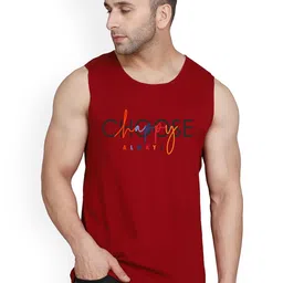 SLOWLORIS Printed Combed Cotton Bio-Wash Gym Vest SL26 CHS MAROON-image-93