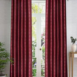 Cortina Maroon & Silver-Toned 2 Pieces Ethnic Motifs Long Door Curtain-picture-48