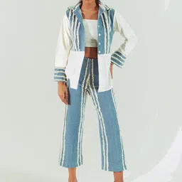 CLOTHES ON MY MIND Self Design Shirt & Flared Trouser-image-41