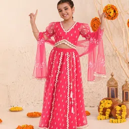 pspeaches Girls Embroidered Thread Work Ready to Wear Lehenga & Blouse With Dupatta-image-54
