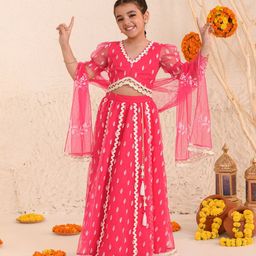 pspeaches Girls Embroidered Thread Work Ready to Wear Lehenga & Blouse With Dupatta-picture-20