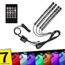 generic Alex Traders Atmosphere Lights,12x4 Car LED Strip Light, 48 LED DC 12V Multicolour Interior Light LED Under Dash Lighting Kit with Sound Active Function and Wireless Remote Control Car Fancy Light image 3