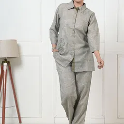 Kaftanize Printed Cotton Collar Shirt With Trousers Co-Ords-picture-17