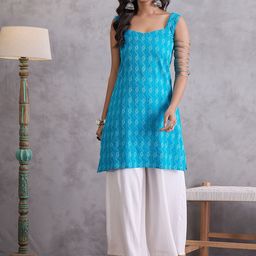 InWeave Women Striped Regular Pure Cotton Kurta with Palazzos-picture-46
