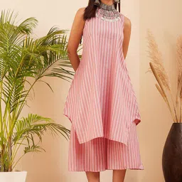 InWeave Striped Sleeveless A-Line Kurta with Palazzos-18