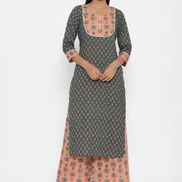 PARCHHAI Women Ethnic Motifs Printed Pure Cotton Kurta with Palazzos-picture-14