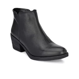 CARLO ROMANO Women Black Textured Leather Flat Boots-15