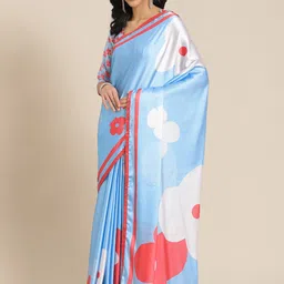 Kalista Turquoise Blue & White Floral Saree-picture-47
