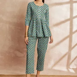 all about you Floral Printed Pure Cotton Tunic With Trouser-picture-17