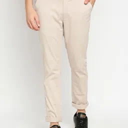 Basics Men Beige Tapered Fit Trousers-image-76
